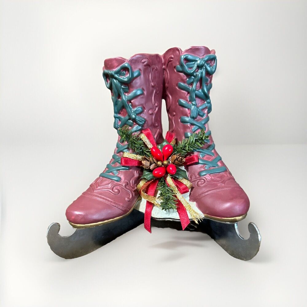 Vintage Victorian Era Christmas Ice Skates "Winter Wonderland" Music Box